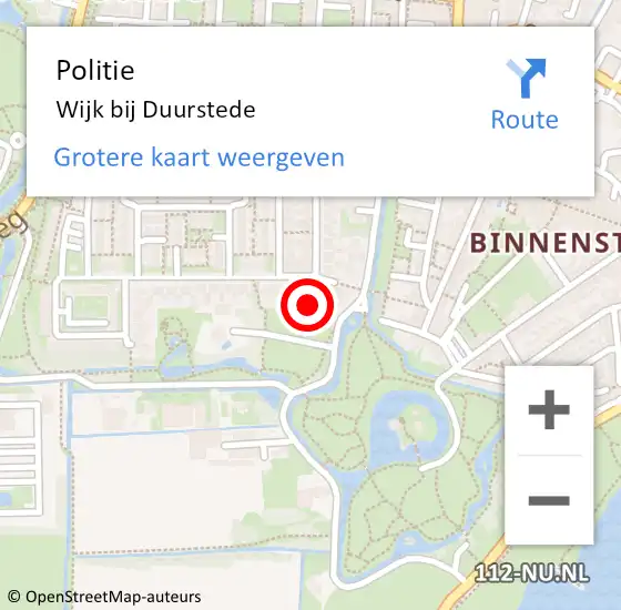 Locatie op kaart van de 112 melding: Politie Wijk bij Duurstede op 4 september 2021 23:45