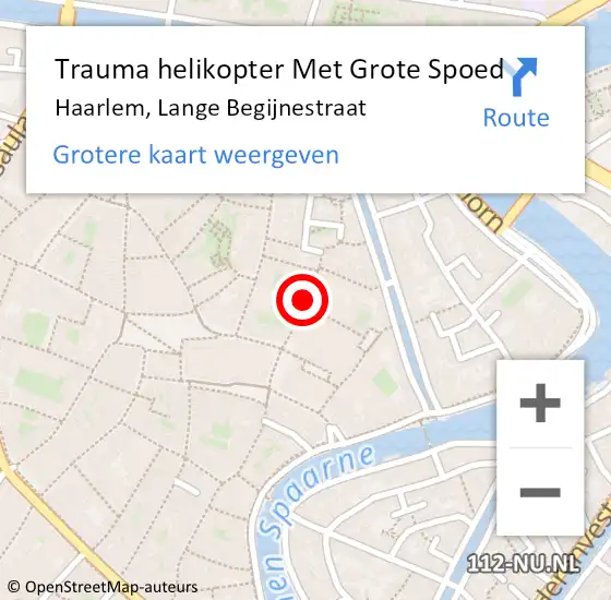 Locatie op kaart van de 112 melding: Trauma helikopter Met Grote Spoed Naar Haarlem, Lange Begijnestraat op 5 september 2021 00:11