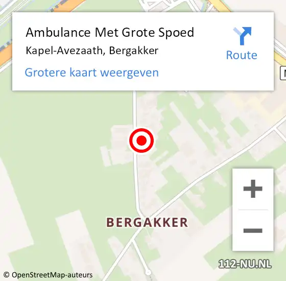 Locatie op kaart van de 112 melding: Ambulance Met Grote Spoed Naar Kapel-Avezaath, Bergakker op 5 september 2021 00:17