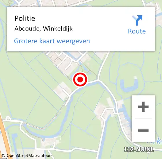 Locatie op kaart van de 112 melding: Politie Abcoude, Winkeldijk op 5 september 2021 00:22