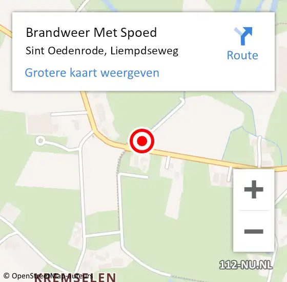 Locatie op kaart van de 112 melding: Brandweer Met Spoed Naar Sint Oedenrode, Liempdseweg op 5 september 2021 00:28