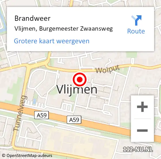 Locatie op kaart van de 112 melding: Brandweer Vlijmen, Burgemeester Zwaansweg op 21 juni 2014 21:03