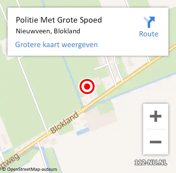 Locatie op kaart van de 112 melding: Politie Met Grote Spoed Naar Nieuwveen, Blokland op 5 september 2021 01:50