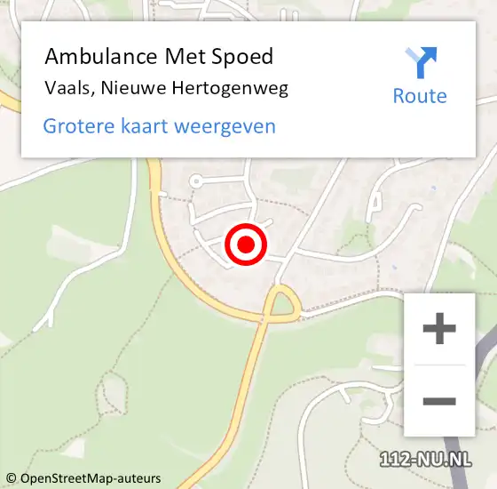 Locatie op kaart van de 112 melding: Ambulance Met Spoed Naar Vaals, Nieuwe Hertogenweg op 5 september 2021 01:54