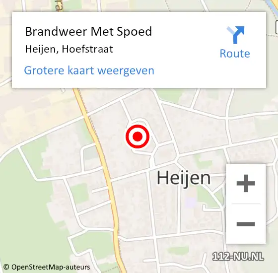 Locatie op kaart van de 112 melding: Brandweer Met Spoed Naar Heijen, Hoefstraat op 5 september 2021 02:03