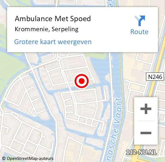 Locatie op kaart van de 112 melding: Ambulance Met Spoed Naar Krommenie, Serpeling op 5 september 2021 02:12