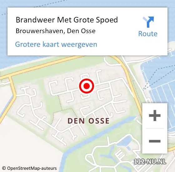 Locatie op kaart van de 112 melding: Brandweer Met Grote Spoed Naar Brouwershaven, Den Osse op 21 juni 2014 21:07