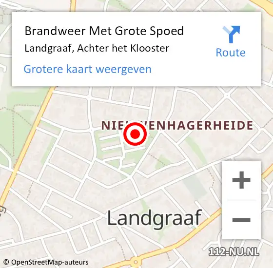 Locatie op kaart van de 112 melding: Brandweer Met Grote Spoed Naar Landgraaf, Achter het Klooster op 5 september 2021 02:28