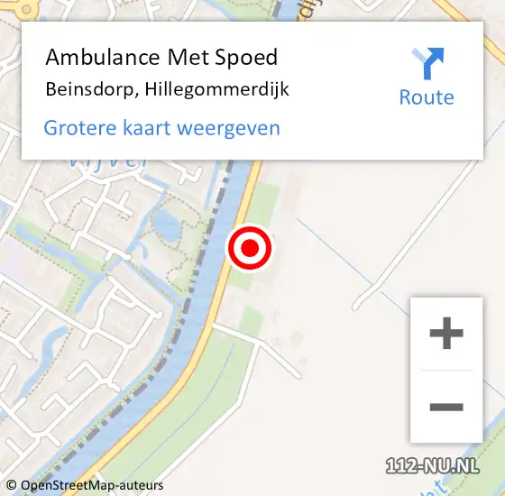 Locatie op kaart van de 112 melding: Ambulance Met Spoed Naar Beinsdorp, Hillegommerdijk op 5 september 2021 02:52