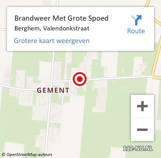 Locatie op kaart van de 112 melding: Brandweer Met Grote Spoed Naar Berghem, Valendonkstraat op 5 september 2021 03:04