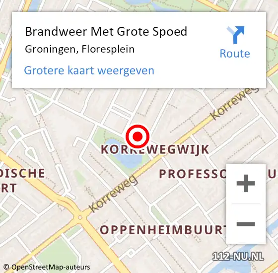 Locatie op kaart van de 112 melding: Brandweer Met Grote Spoed Naar Groningen, Floresplein op 5 september 2021 03:31