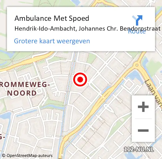 Locatie op kaart van de 112 melding: Ambulance Met Spoed Naar Hendrik-Ido-Ambacht, Johannes Chr. Bendorpstraat op 5 september 2021 03:51