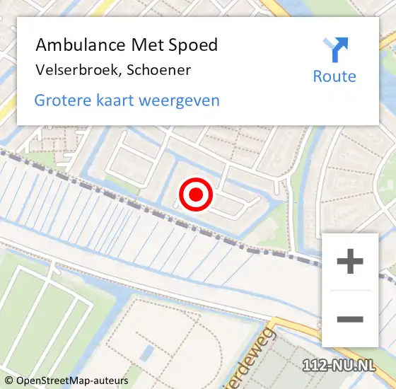 Locatie op kaart van de 112 melding: Ambulance Met Spoed Naar Velserbroek, Schoener op 5 september 2021 03:54