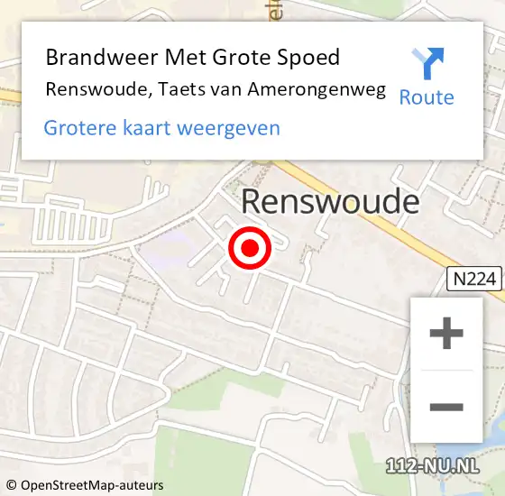 Locatie op kaart van de 112 melding: Brandweer Met Grote Spoed Naar Renswoude, Taets van Amerongenweg op 5 september 2021 04:24