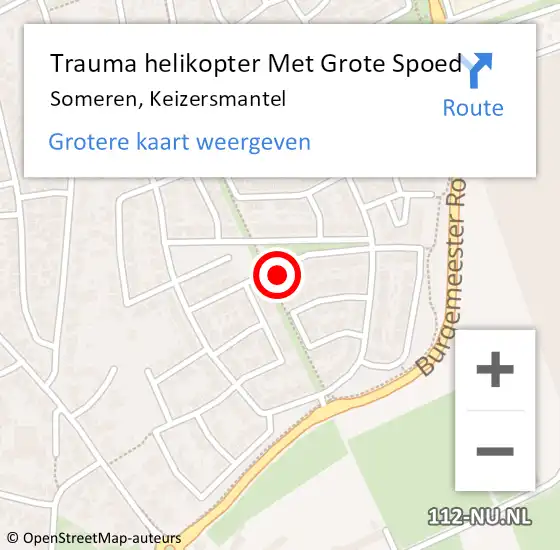 Locatie op kaart van de 112 melding: Trauma helikopter Met Grote Spoed Naar Someren, Keizersmantel op 5 september 2021 05:04