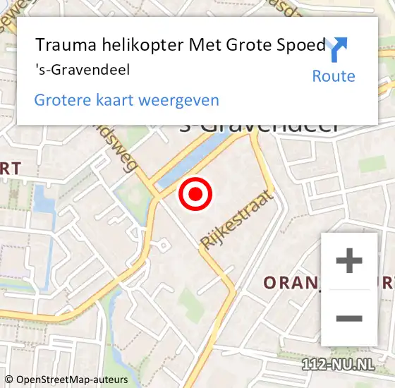 Locatie op kaart van de 112 melding: Trauma helikopter Met Grote Spoed Naar 's-Gravendeel op 5 september 2021 05:20