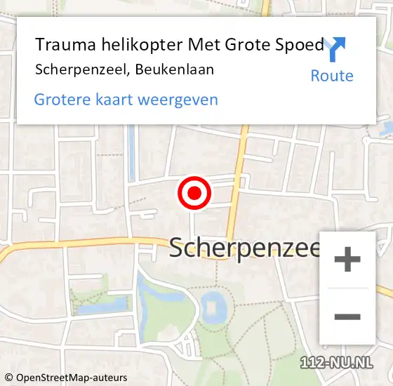 Locatie op kaart van de 112 melding: Trauma helikopter Met Grote Spoed Naar Scherpenzeel, Beukenlaan op 5 september 2021 06:20