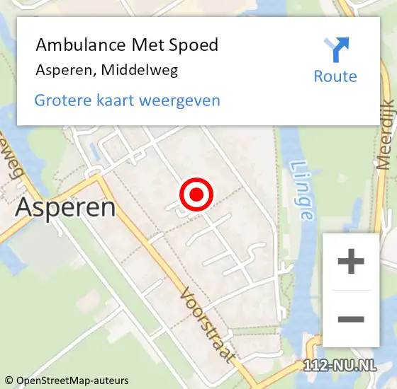 Locatie op kaart van de 112 melding: Ambulance Met Spoed Naar Asperen, Middelweg op 5 september 2021 06:29