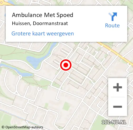 Locatie op kaart van de 112 melding: Ambulance Met Spoed Naar Huissen, Doormanstraat op 5 september 2021 07:20