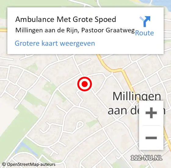 Locatie op kaart van de 112 melding: Ambulance Met Grote Spoed Naar Millingen aan de Rijn, Pastoor Graatweg op 5 september 2021 07:50