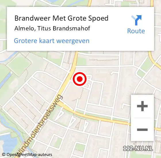 Locatie op kaart van de 112 melding: Brandweer Met Grote Spoed Naar Almelo, Titus Brandsmahof op 5 september 2021 07:58