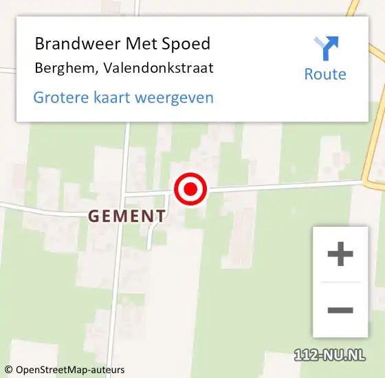 Locatie op kaart van de 112 melding: Brandweer Met Spoed Naar Berghem, Valendonkstraat op 5 september 2021 08:08