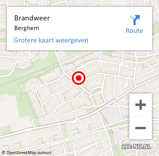 Locatie op kaart van de 112 melding: Brandweer Berghem op 5 september 2021 08:09