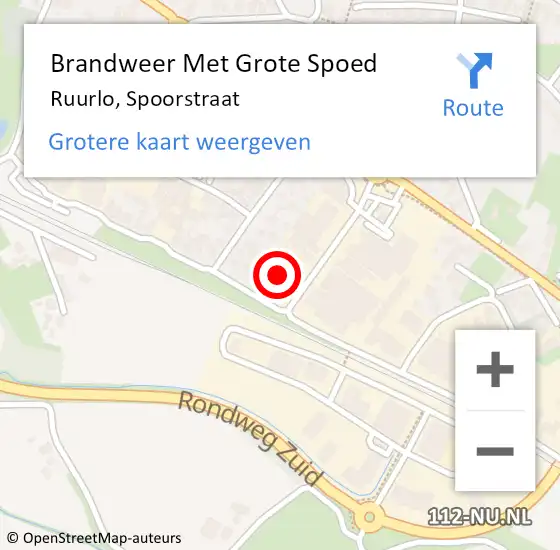 Locatie op kaart van de 112 melding: Brandweer Met Grote Spoed Naar Ruurlo, Spoorstraat op 5 september 2021 08:11