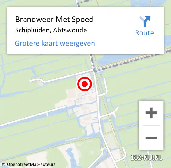 Locatie op kaart van de 112 melding: Brandweer Met Spoed Naar Schipluiden, Abtswoude op 5 september 2021 08:49