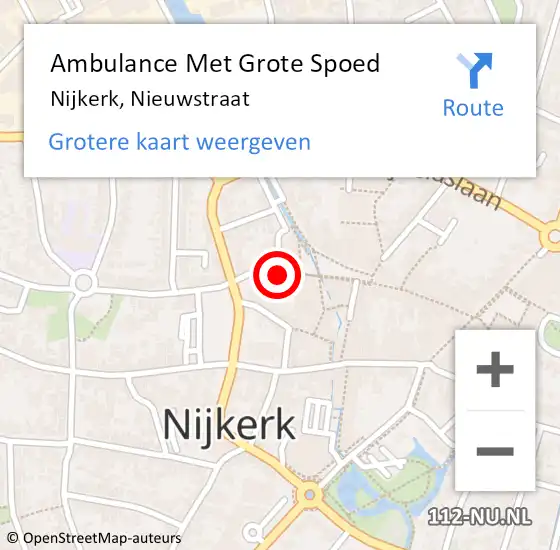 Locatie op kaart van de 112 melding: Ambulance Met Grote Spoed Naar Nijkerk, Nieuwstraat op 5 september 2021 09:07