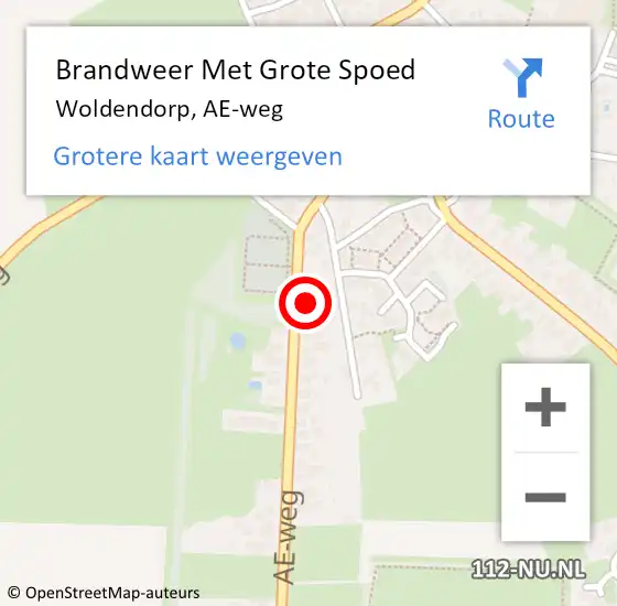 Locatie op kaart van de 112 melding: Brandweer Met Grote Spoed Naar Woldendorp, AE-weg op 5 september 2021 10:03