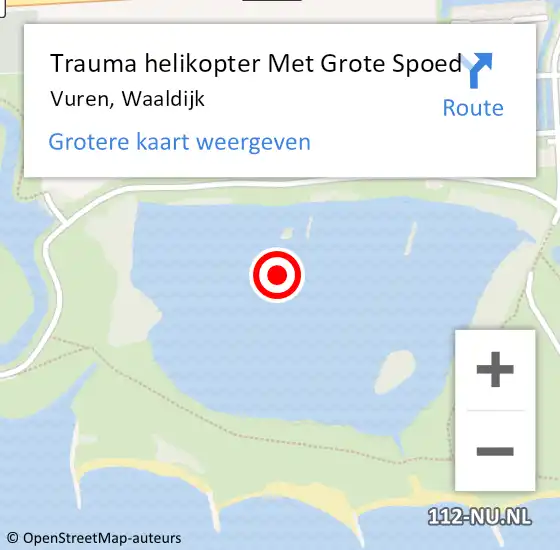 Locatie op kaart van de 112 melding: Trauma helikopter Met Grote Spoed Naar Vuren, Waaldijk op 5 september 2021 10:17