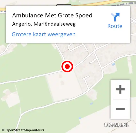 Locatie op kaart van de 112 melding: Ambulance Met Grote Spoed Naar Angerlo, Mariëndaalseweg op 5 september 2021 10:23