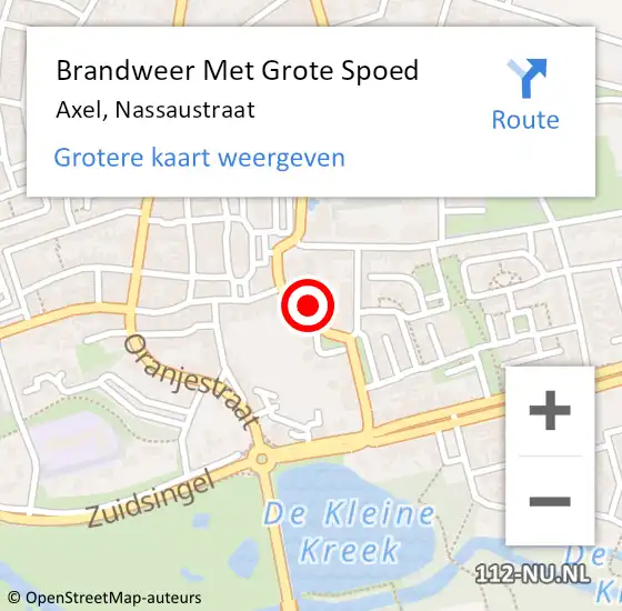 Locatie op kaart van de 112 melding: Brandweer Met Grote Spoed Naar Axel, Nassaustraat op 5 september 2021 10:25