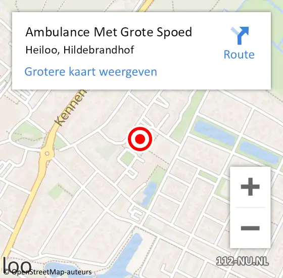 Locatie op kaart van de 112 melding: Ambulance Met Grote Spoed Naar Heiloo, Hildebrandhof op 5 september 2021 10:40