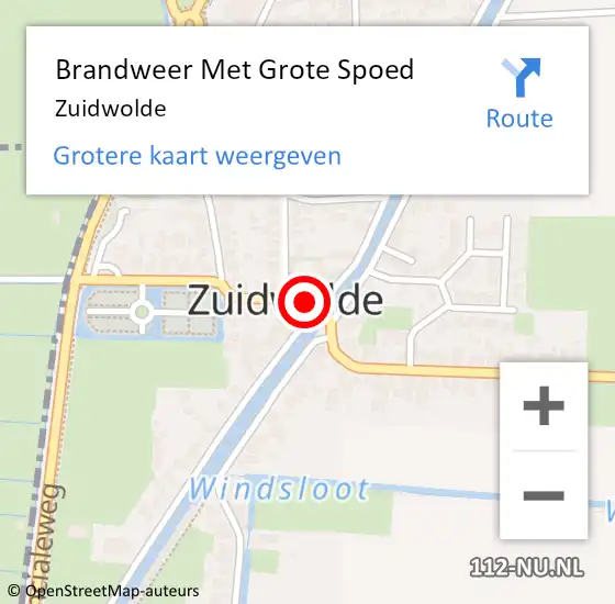 Locatie op kaart van de 112 melding: Brandweer Met Grote Spoed Naar Zuidwolde op 5 september 2021 10:47