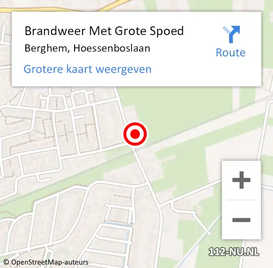 Locatie op kaart van de 112 melding: Brandweer Met Grote Spoed Naar Berghem, Hoessenboslaan op 5 september 2021 11:01