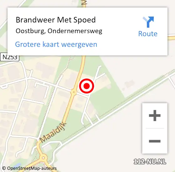 Locatie op kaart van de 112 melding: Brandweer Met Spoed Naar Oostburg, Ondernemersweg op 5 september 2021 11:05