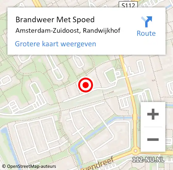 Locatie op kaart van de 112 melding: Brandweer Met Spoed Naar Amsterdam-Zuidoost, Randwijkhof op 5 september 2021 11:38