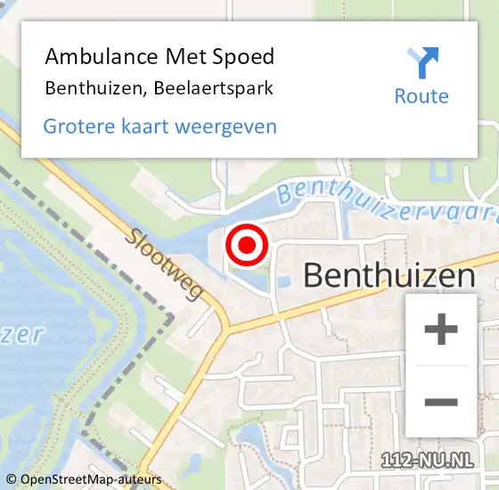 Locatie op kaart van de 112 melding: Ambulance Met Spoed Naar Benthuizen, Beelaertspark op 5 september 2021 11:39