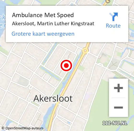 Locatie op kaart van de 112 melding: Ambulance Met Spoed Naar Akersloot, Martin Luther Kingstraat op 5 september 2021 11:48