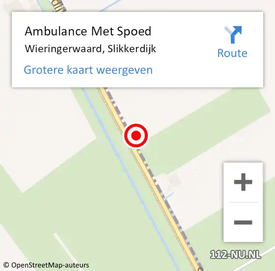 Locatie op kaart van de 112 melding: Ambulance Met Spoed Naar Wieringerwaard, Slikkerdijk op 5 september 2021 11:54