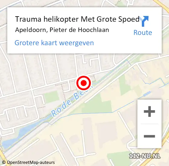 Locatie op kaart van de 112 melding: Trauma helikopter Met Grote Spoed Naar Apeldoorn, Pieter de Hoochlaan op 5 september 2021 11:55