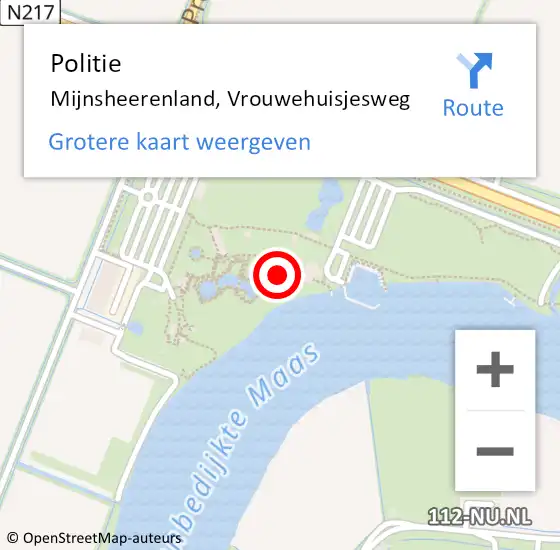 Locatie op kaart van de 112 melding: Politie Mijnsheerenland, Vrouwehuisjesweg op 5 september 2021 12:16