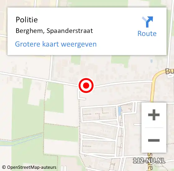 Locatie op kaart van de 112 melding: Politie Berghem, Spaanderstraat op 5 september 2021 12:25