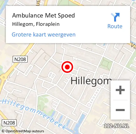 Locatie op kaart van de 112 melding: Ambulance Met Spoed Naar Hillegom, Meerdorpstraat op 5 september 2021 12:35