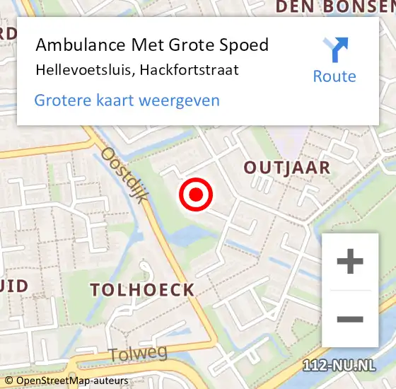 Locatie op kaart van de 112 melding: Ambulance Met Grote Spoed Naar Hellevoetsluis, Hackfortstraat op 5 september 2021 12:39