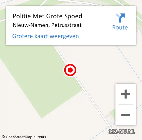 Locatie op kaart van de 112 melding: Politie Met Grote Spoed Naar Nieuw-Namen, Petrusstraat op 5 september 2021 12:45