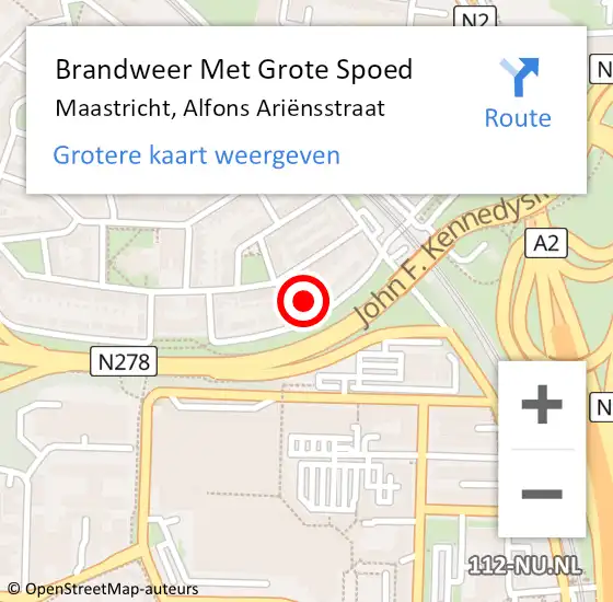 Locatie op kaart van de 112 melding: Brandweer Met Grote Spoed Naar Maastricht, Alfons Ariënsstraat op 5 september 2021 13:06