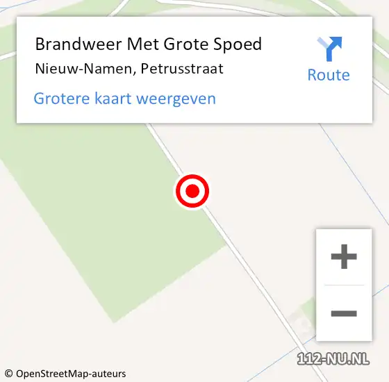 Locatie op kaart van de 112 melding: Brandweer Met Grote Spoed Naar Nieuw-Namen, Petrusstraat op 5 september 2021 13:08